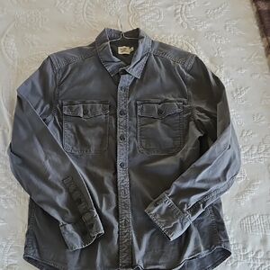 Slate Gray Casual Button-Down Shirt for Men
